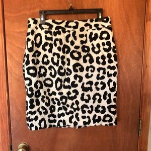 Loft Black & White Leopard Skirt